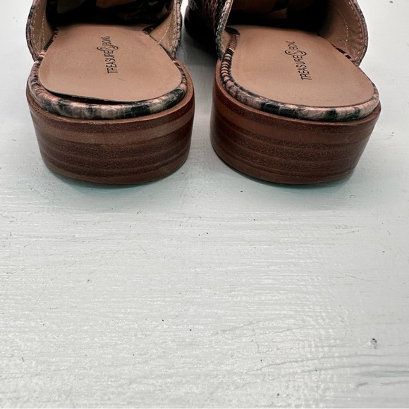 Treasure & Bond Kallie Faux Snakeskin Mules Flats Slides Pink Black Size 7 - Picture 5 of 8